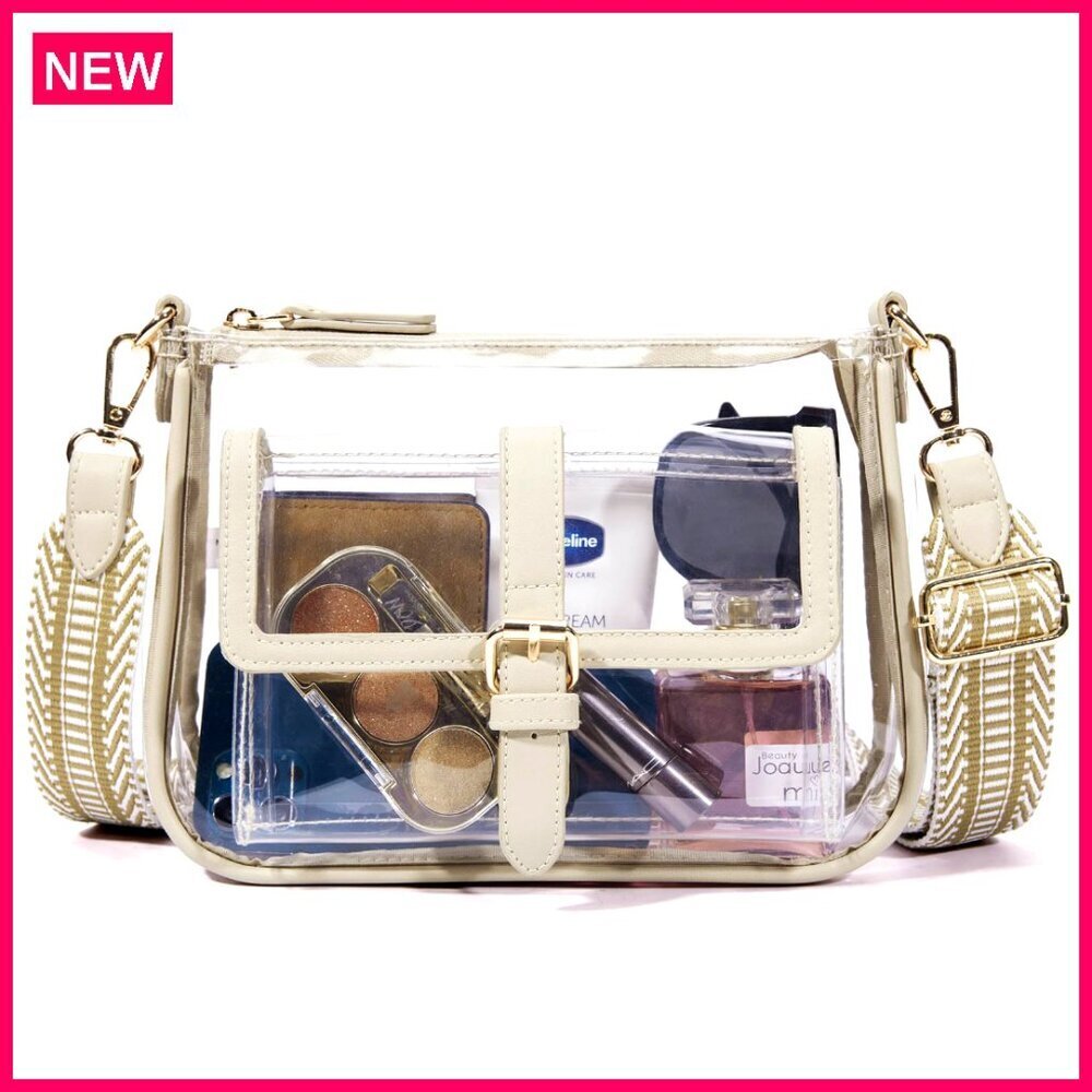 Stadium Approved Clear PVC Crossbody Bag with Guitar Strap